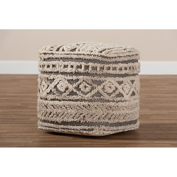 Baxton Studio Cronin Handwoven Hemp Pouf Ottoman
