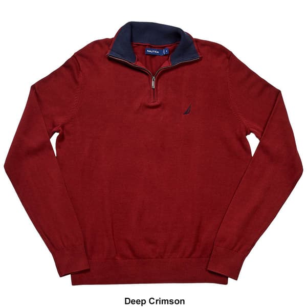 Mens Nautica Solid 1/4 Zip Navtech Sweater