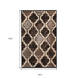 HomeRoots Transitional Quatrefoil Distressed Rectangular Area Rug