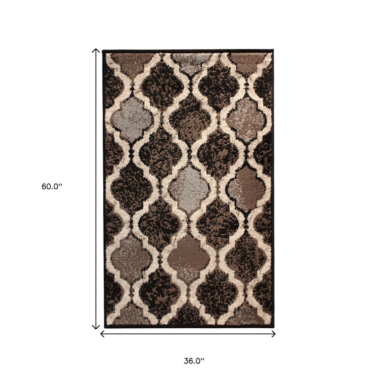 HomeRoots Transitional Quatrefoil Distressed Rectangular Area Rug