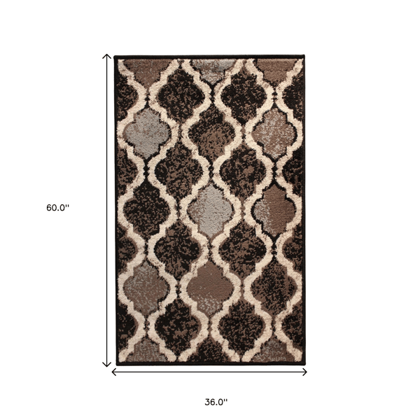 HomeRoots Transitional Quatrefoil Distressed Rectangular Area Rug