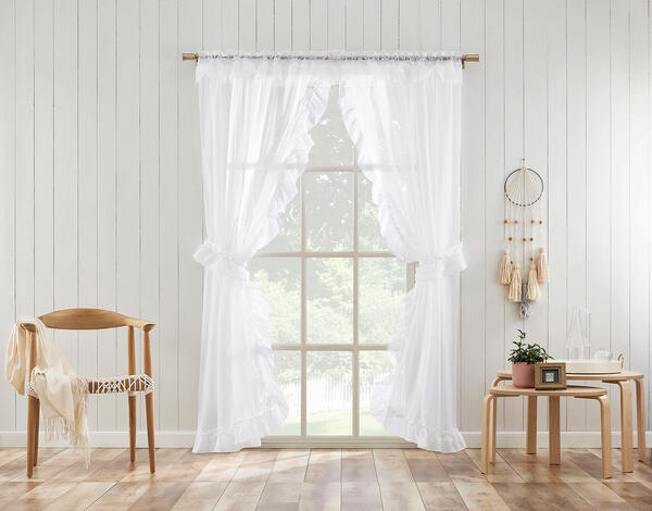 Roma Ruffled Priscilla Curtains - White - image 