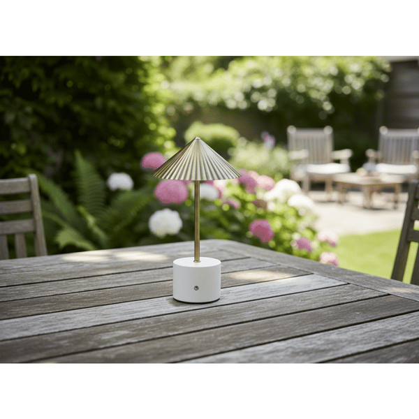 Adesso Mika Cordless LED Table Lamp with Antique Brass Shade