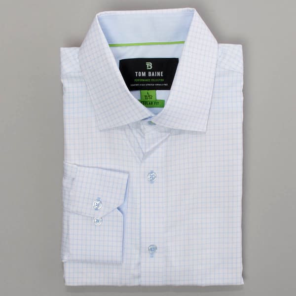 Mens Tom Baine Regular Fit Checkered Dress Shirt - Light Blue - image 