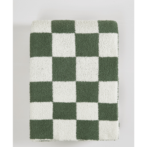 Truly Soft Cozy Checkerboard Beige Reversible Throw