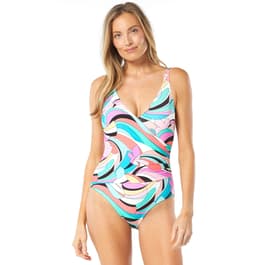 Womens Beach House Saltwater Swirl Lola Wrap One Piece Swimsuit