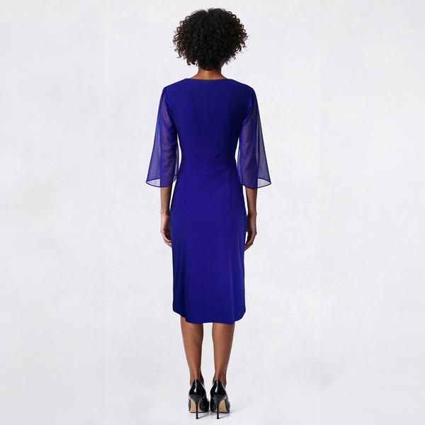 Petite Connected Apparel 3/4 Sleeve Side Ruched Sheath Dress