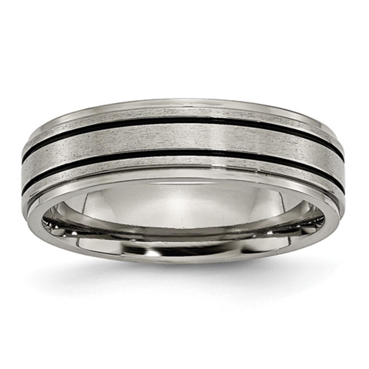 Mens Endless Affection™ Titanium Enameled Flat 6mm Satin...
