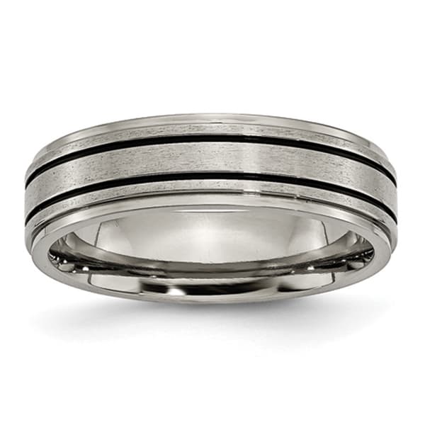 Mens Endless Affection&#40;tm&#41; Titanium Enameled Flat 6mm Satin Band - image 