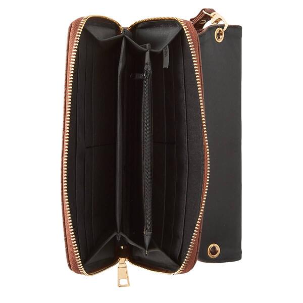 Womens Sasha Croco Flap Over Wallet On A String
