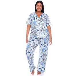 Plus Size White Mark 2pc. Tropical Pajama Set