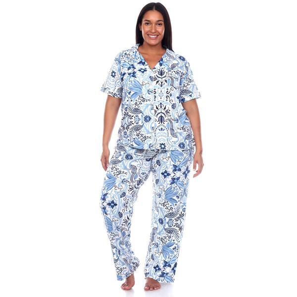 Plus Size White Mark 2pc. Tropical Pajama Set - image 