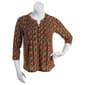 Petite Napa Valley 3/4 Sleeve Floral Pleat Henley - Olive - image 1