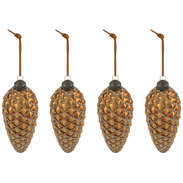 Northlight 4ct. Glittered Pine Cone Glass Christmas Ornaments