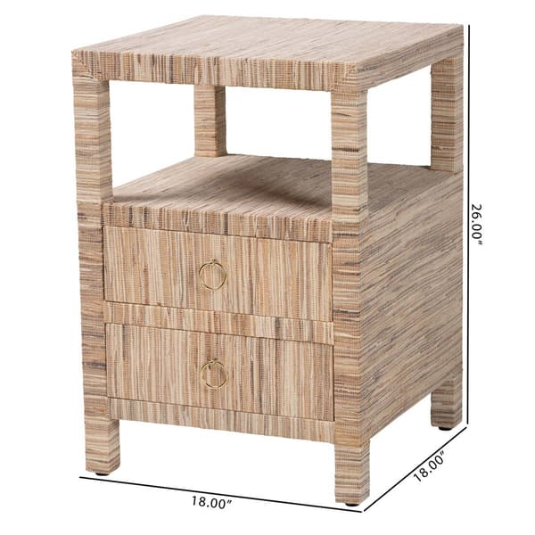 bali & pari Paine Bohemian Woven Grasscloth Nightstand