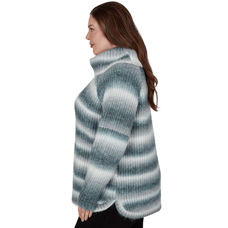 Plus Size Hearts of Palm Silver Linings Ombre Stripe Sweater