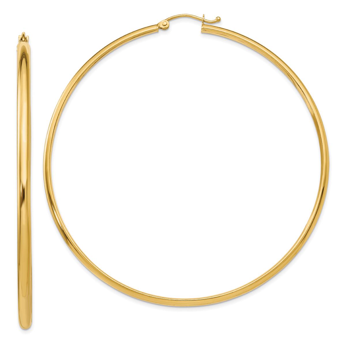Gold Classics™ 65mm. 14kt. Gold Polished Hoop Earrings