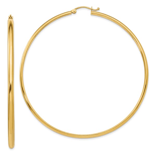 Gold Classics(tm) 65mm. 14kt. Gold Polished Hoop Earrings - image 