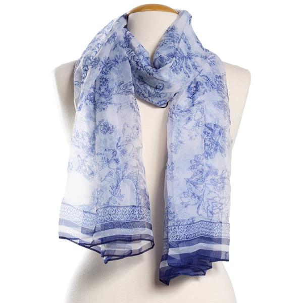 Womens Renshun Floral Silk Chiffon Oblong Scarf - image 
