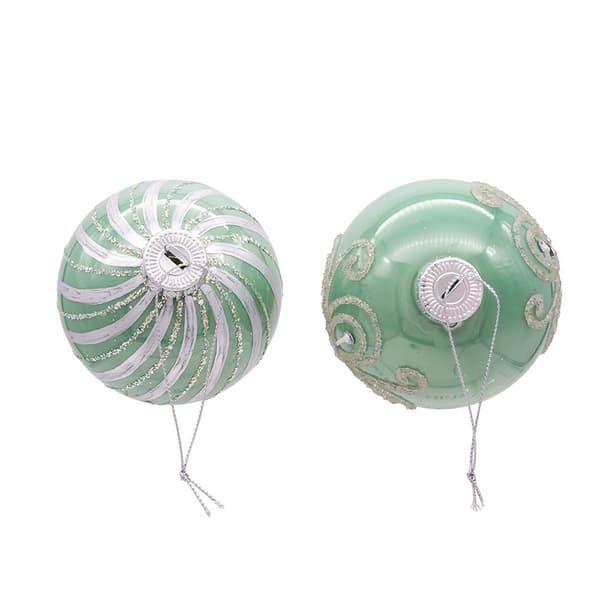 Kurt Adler 6pc. Silver & Pale Aqua Embellished Ball Ornaments Set
