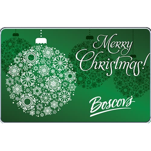 Boscov's Merry Christmas Green Ornament Gift Card