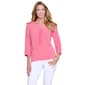 Womens Multiples 3/4 Shirred Sleeve Pleated Placket Crinkle Blou - image 1