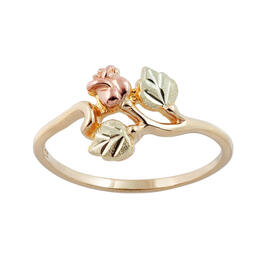 Gold Classics&#40;tm&#41; Black Hills Gold 10kt. Pink Rose Leaf Ring