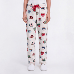 Womens Attraction De Nuit Coffee Time Plush Pajama Bottoms