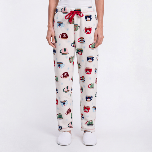 Womens Attraction De Nuit Coffee Time Plush Pajama Bottoms