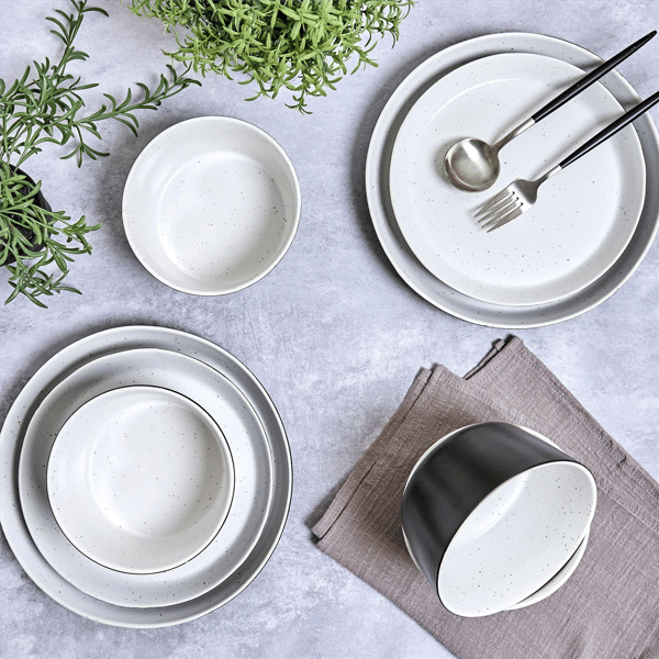 Sango Stockholm 12pc. Black/White Round Dinnerware Set