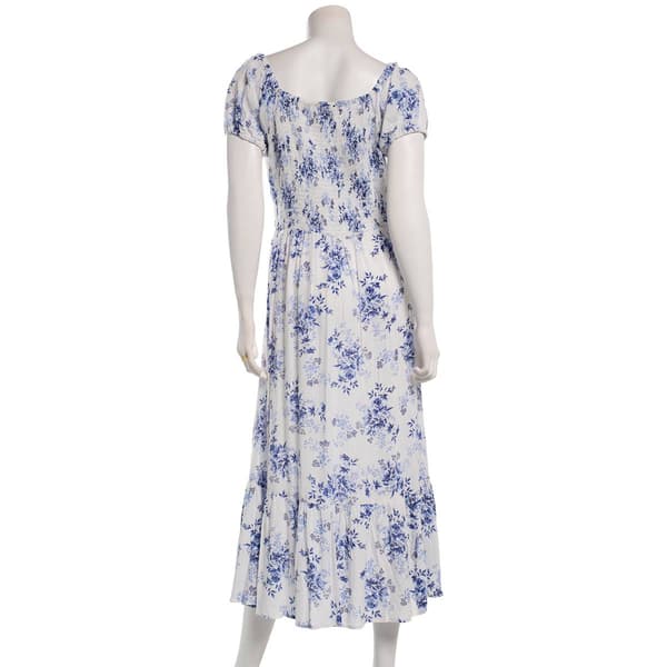 Juniors Angie Floral Puff Sleeve Gauze Peasant Maxi Dress