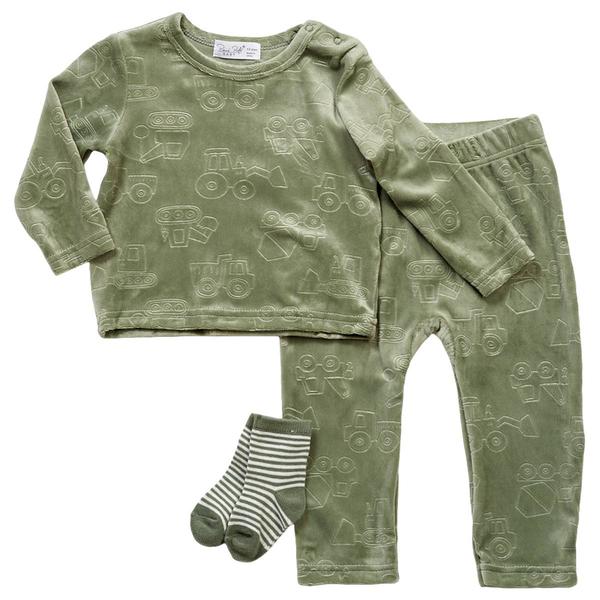 Baby Boy (12-24M) Rene Rofe(R) 3pc. Top & Pants Set w/ Socks-Green