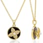 14kt. Gold Plated & CZ Clover Round Spinner Pendant Necklace - image 1