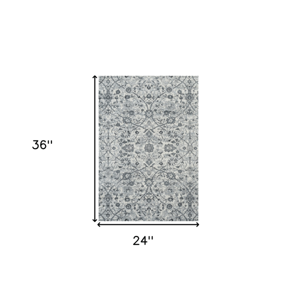 HomeRoots Charcoal Ivory & Light Blue Oriental Accent Rug