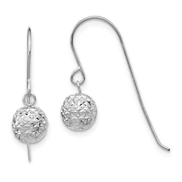 Gold Classics&#40;tm&#41; 14kt. White Gold 6mm Bead Dangle Earrings - image 