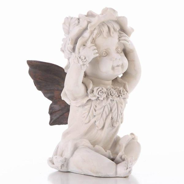 Hi-Line Gift Baby Fairy w/ Hands on Her Face Garden Statue