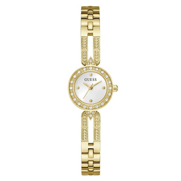 Womens Guess Gold-Tone Silver Dial Analog Watch - GW1016L2