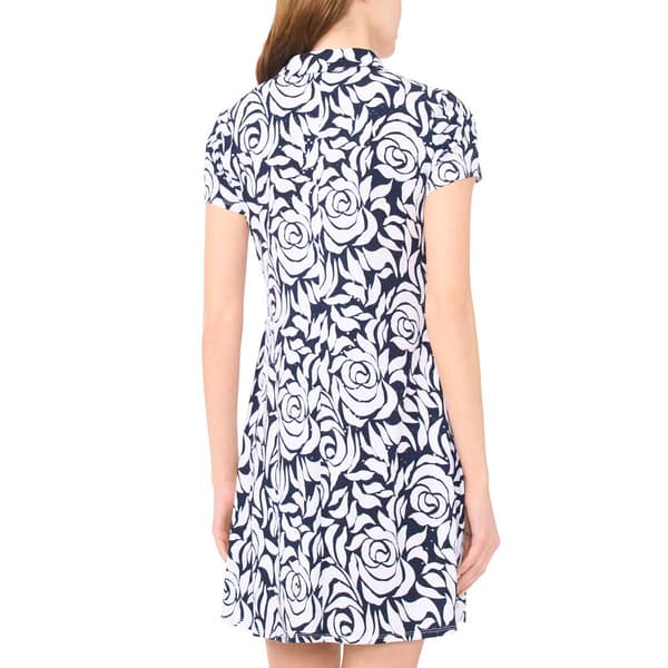 Womens MSK Short Sleeve Floral Disco Dot Shift Dress