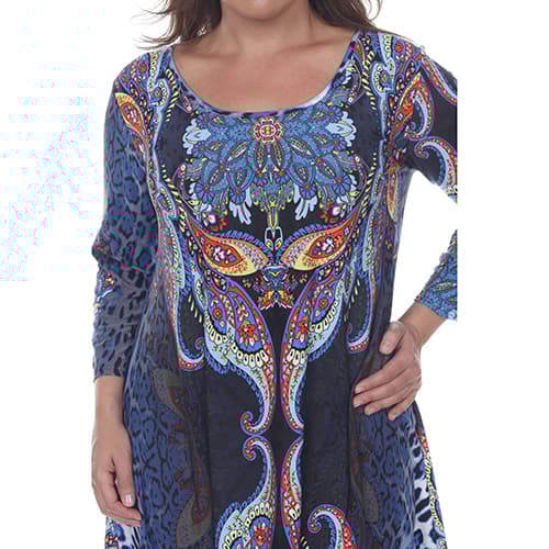 Plus Size White Mark Mixed Print Tunic