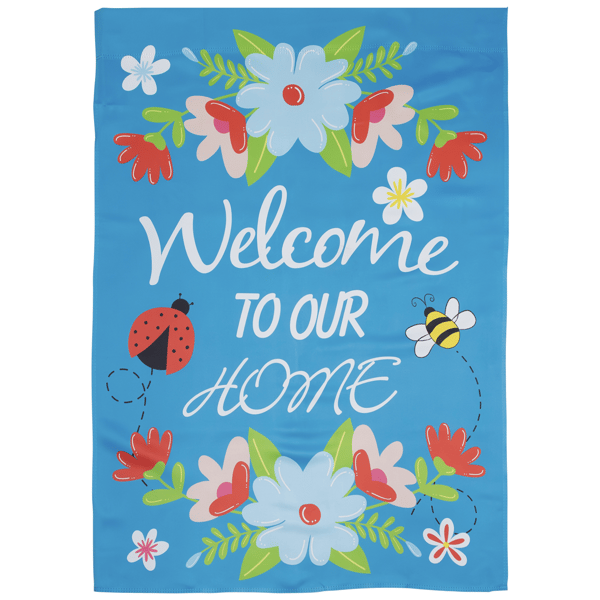 Northlight Welcome to Our Home Blue Floral Outdoor House Flag
