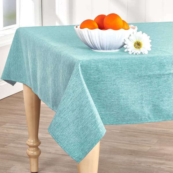 Oxford Solid Aqua Indoor/Outdoor Tablecloth - image 