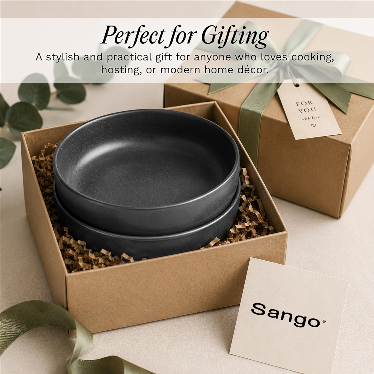 Sango Anderson Black 10in. Large Ceramic Serving Bowl - Set of 2