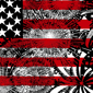 Womens LA Pop Art Fireworks American Flag Word Art V-Neck T-Shirt - image 3