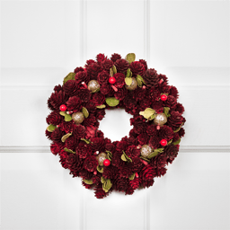 Northlight 9.5in. Red & Gold Pinecone & Ornament Christmas Wreath