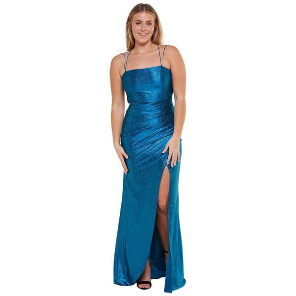 Juniors Emerald Sundae Satin Strappy Empire Waist Dress - image 