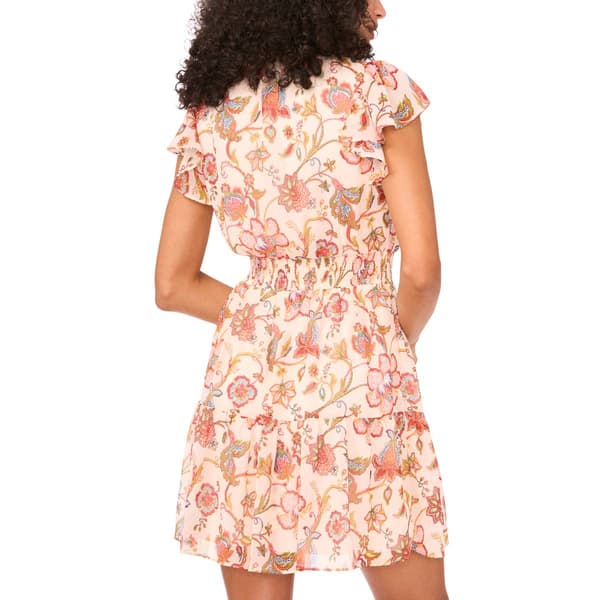Petite MSK Flutter Sleeve Floral Chiffon A-Line Dress