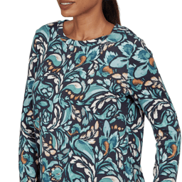 Petite Ruby Rd. Mythical Long Sleeve Abstract Swirl Blouse