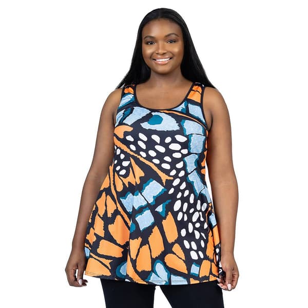 Plus Size 24/7 Comfort Apparel Butterfly Scoop Neck Tank Top