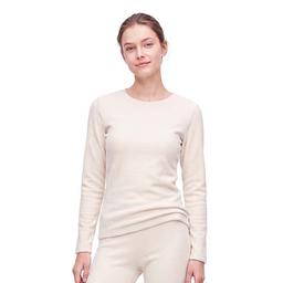 Womens LANDS'' END Long Sleeve Solid Fleece Crew Neck Top