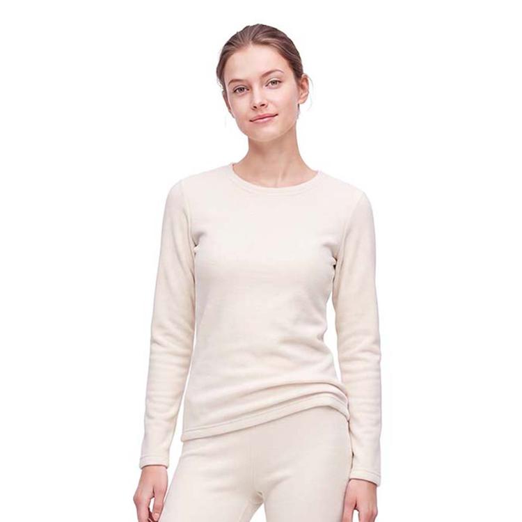 Womens LANDS'' END Long Sleeve Solid Fleece Crew Neck Top